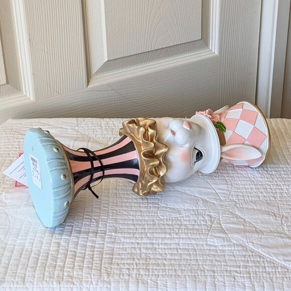 NEW-Tophat &Tails Mad Hatter Easter Bunny Pillar Candle Holder- Spring Decor 🐰 - Picture 7 of 9